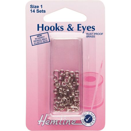 Hemline Hooks &amp; Eyes - Nickel (Size 1)