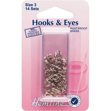 Hemline Hooks &amp; Eyes - Nickel (Size 3)