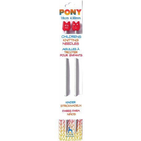 Pony Children's Aluminium Knitting Pins - Single Ended (18cm x 4.5mm)