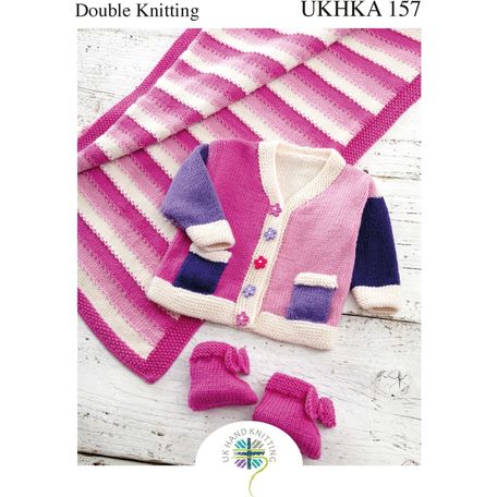 UKHKA N.157 Baby Jacket, Rug &amp; Booties Double Knitting Pattern