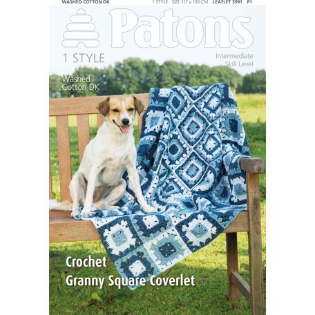 Patons Crochet Granny Square Coverlet Leaflet (3991)