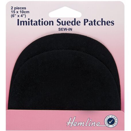 Hemline Sew-In Imitation Suede Patches - Black