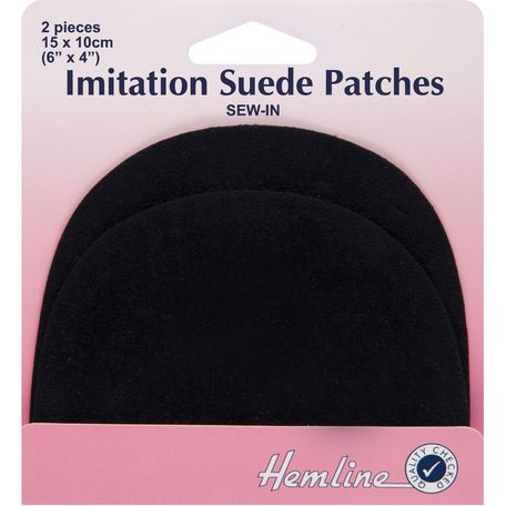 Hemline Sew-In Imitation Suede Patches - Black
