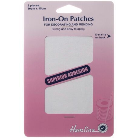 Hemline Cotton Twill Iron-On Patches - White