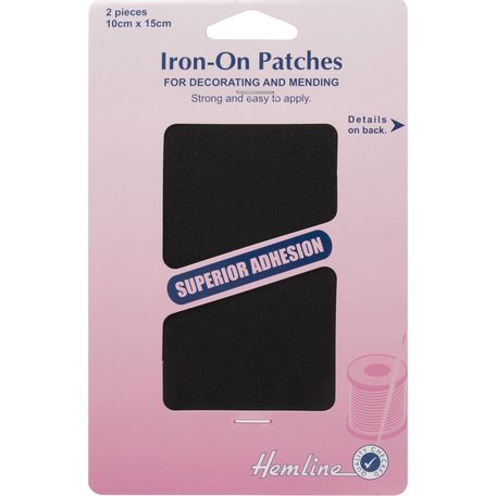 Hemline Cotton Twill Iron-On Patches - Black