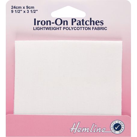 Hemline Polycotton Iron-On Patch - White