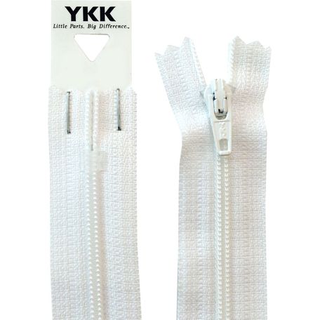 YKK Nylon Dress &amp; Skirt Zip - White (20cm)