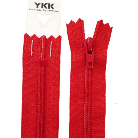 YKK Nylon Dress &amp; Skirt Zip - Red (36cm)