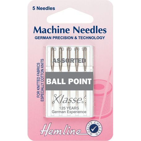 Hemline Ball Point Sewing Machine Needles - Mixed (5pcs) - 5 Packs