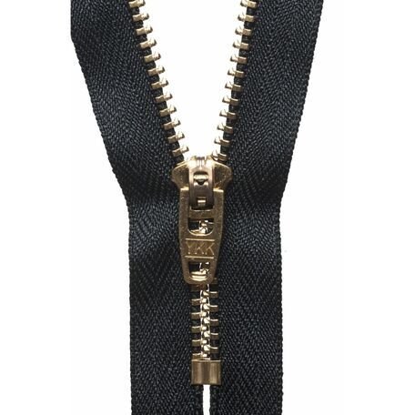YKK Brass Jeans Zip - Black (10cm)