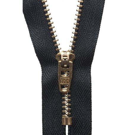 YKK Brass Jeans Zip - Black (15cm)