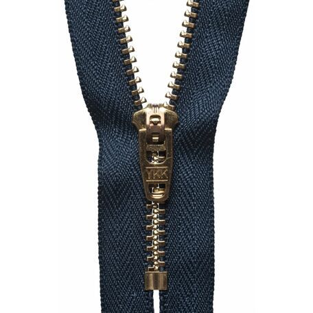 YKK Brass Jeans Zip - Dark Navy (15cm)