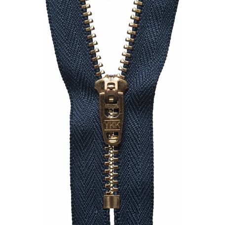 YKK Brass Jeans Zip - Dark Navy (15cm)