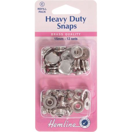 Hemline Heavy Duty Snaps Refill Pack: Nickel/Silver (15mm)