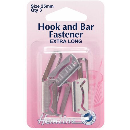 Hemline Extra Long Hook & Bar Fasteners (25mm)
