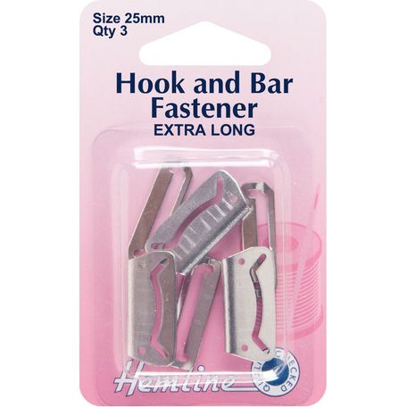 Hemline Extra Long Hook &amp; Bar Fasteners (25mm)