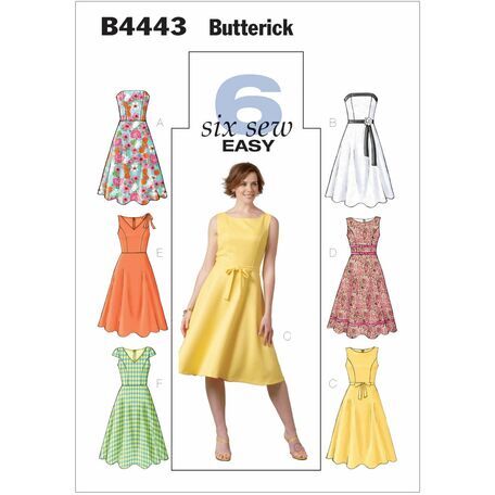 Butterick Pattern B4443 Misses' Petite Flared Dresses