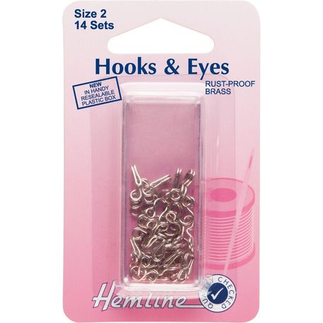 Hemline Hooks &amp; Eyes (Nickel) - Size 2