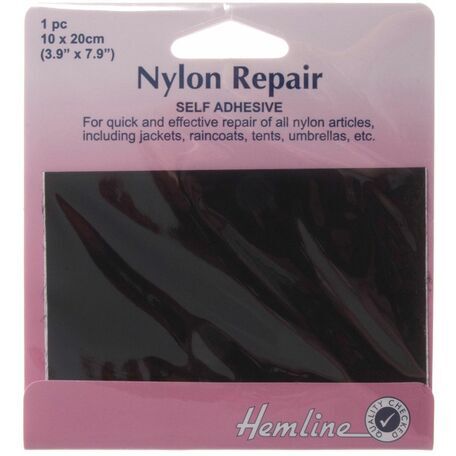 Hemline Self Adhesive Nylon Repair Patch - 10 x 20cm (Black)