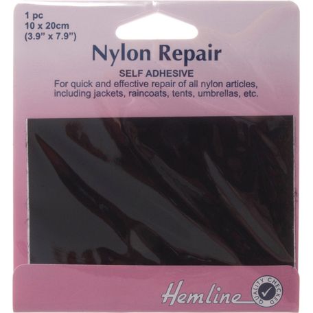 Hemline Self Adhesive Nylon Repair Patch - 10 x 20cm (Black)