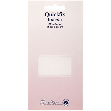 Hemline Quickfix Iron-On Cotton Patch (White) - 11 x 25cm