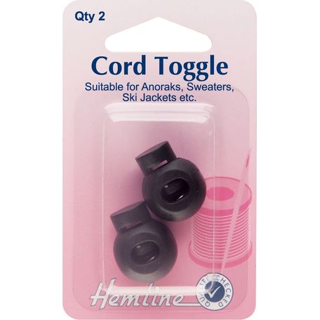 Hemline Cord Toggles - Black (6mm)