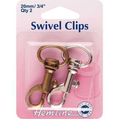 Hemline Swivel Clips - Bronze &amp; Metal (20mm)