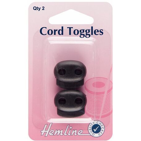 Hemline Adjustable Cord Toggles - Black (5mm)