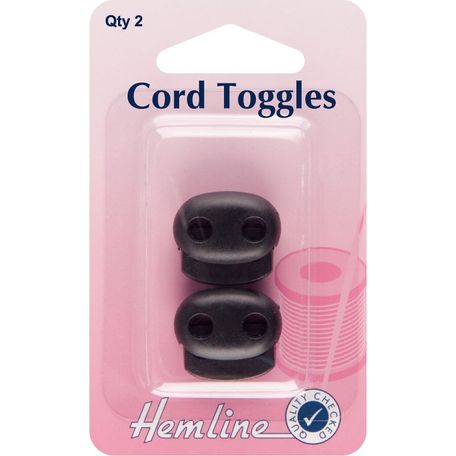 Hemline Adjustable Cord Toggles - Black (5mm)