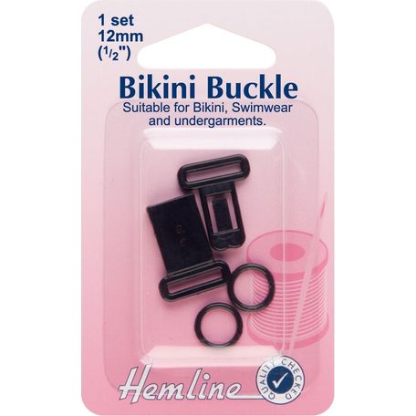 Hemline Bikini Buckle Set - Black (12mm)