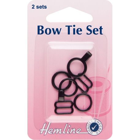 Hemline Bow Tie Set - Black (2 Sets)