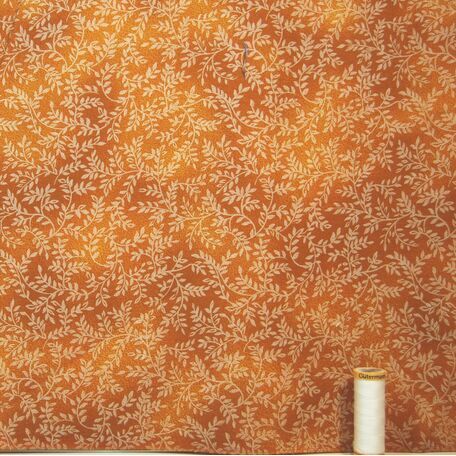 Rosewood Ocra with White Leaf Pattern: 100% Cotton