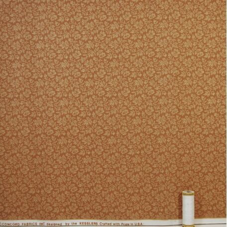 Terracotta and White Leaf Pattern Fabric: 100% Cotton