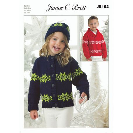 Brett Pattern Kid's Christmas Cardigans DK JB192
