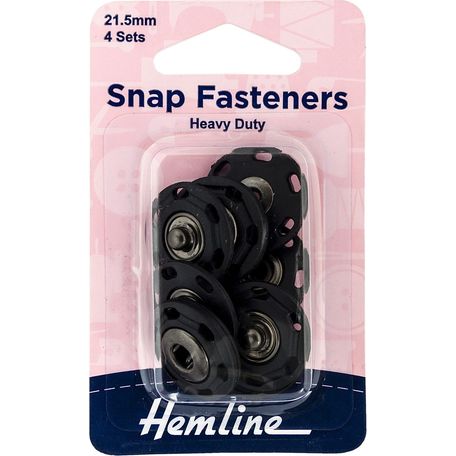 Hemline Sew On Plastic Snap Fasteners (21.5mm) - Black