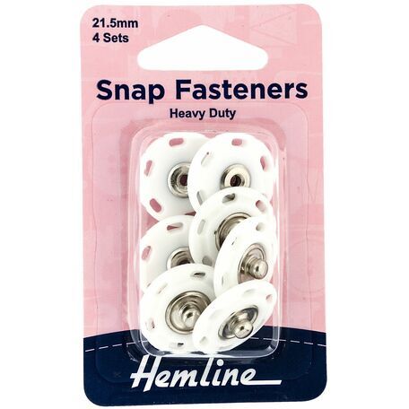 Hemline Sew On Plastic Snap Fasteners (21.5mm) - White