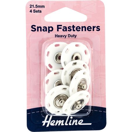 Hemline Sew On Plastic Snap Fasteners (21.5mm) - White