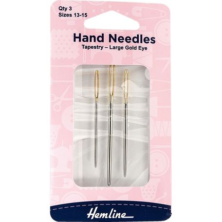 Hemline Tapestry Hand Needles (Large) - Gold Eye (Size 13-15) - 5 Packs