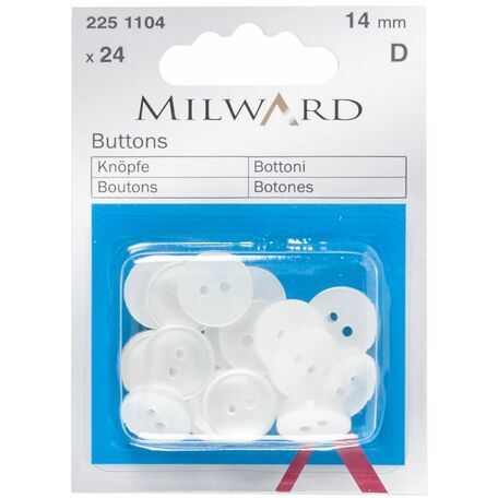 Milward Overall Buttons - Pearl (14mm) 24 Pieces