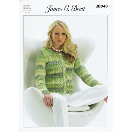 James C Brett DK JB040 Knitting Pattern - Ladies Cardigan