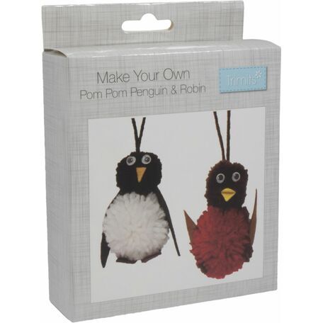 Trimits Pom Pom Decoration Kit - Robin & Penguin