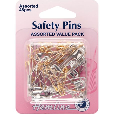 Hemline Safety Pins - Assorted Value Pack - 48pcs