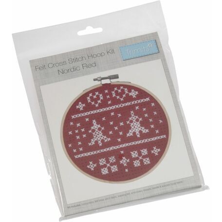 Trimits Cross Stitch Kit with Hoop - Nordic Red