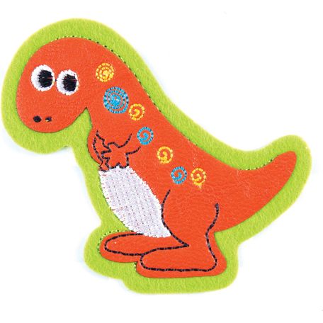 The Craft Factory Iron On / Sew On Motif - Orange Dinosaur