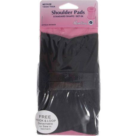 Hemline Standard Set-In Shoulder Pads (Black) - Medium
