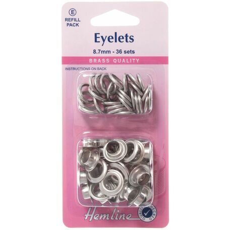 Hemline Eyelets Refill Pack - Nickel/Silver (8.7mm) (E)