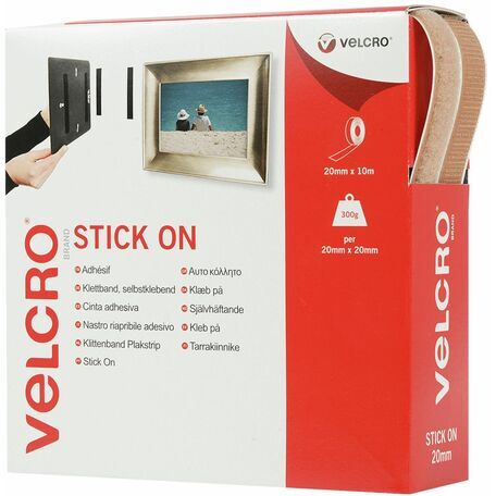Velcro: Hook & Loop Tape: Stick-On: 20mm: Ecru: Per Metre