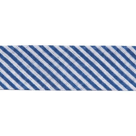 Essential Trimmings Cotton Printed Bias Binding - 20mm (Navy Stripes) - Per Metre