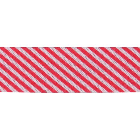 Essential Trimmings Cotton Printed Bias Binding - 20mm (Red Stripes) - Per Metre