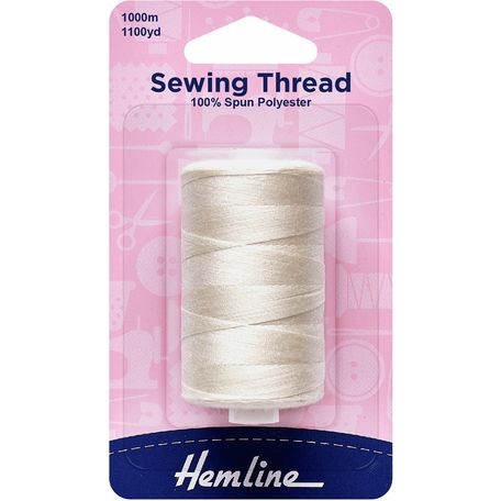 Hemline Polyester Sewing Thread (1000m) - Natural Colour
